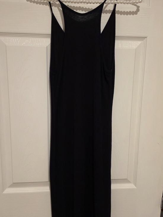 Dresses & Skirts - Womens V Neck Spaghetti Strap Finely Ribbed Black Body Con Clingy Summer Dress